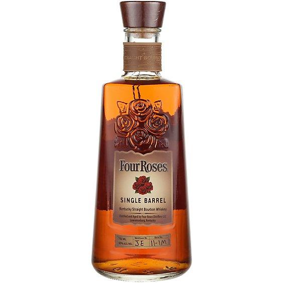 Four Roses Single Barrel Bourbon 100 proof bottle Kentucky straight bourbon whiskey premium label classic design