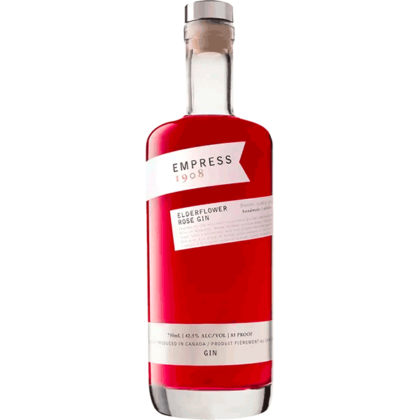 Empress 1908 Elderflower Rose Gin bottle floral pink gin premium botanical spirit elegant design