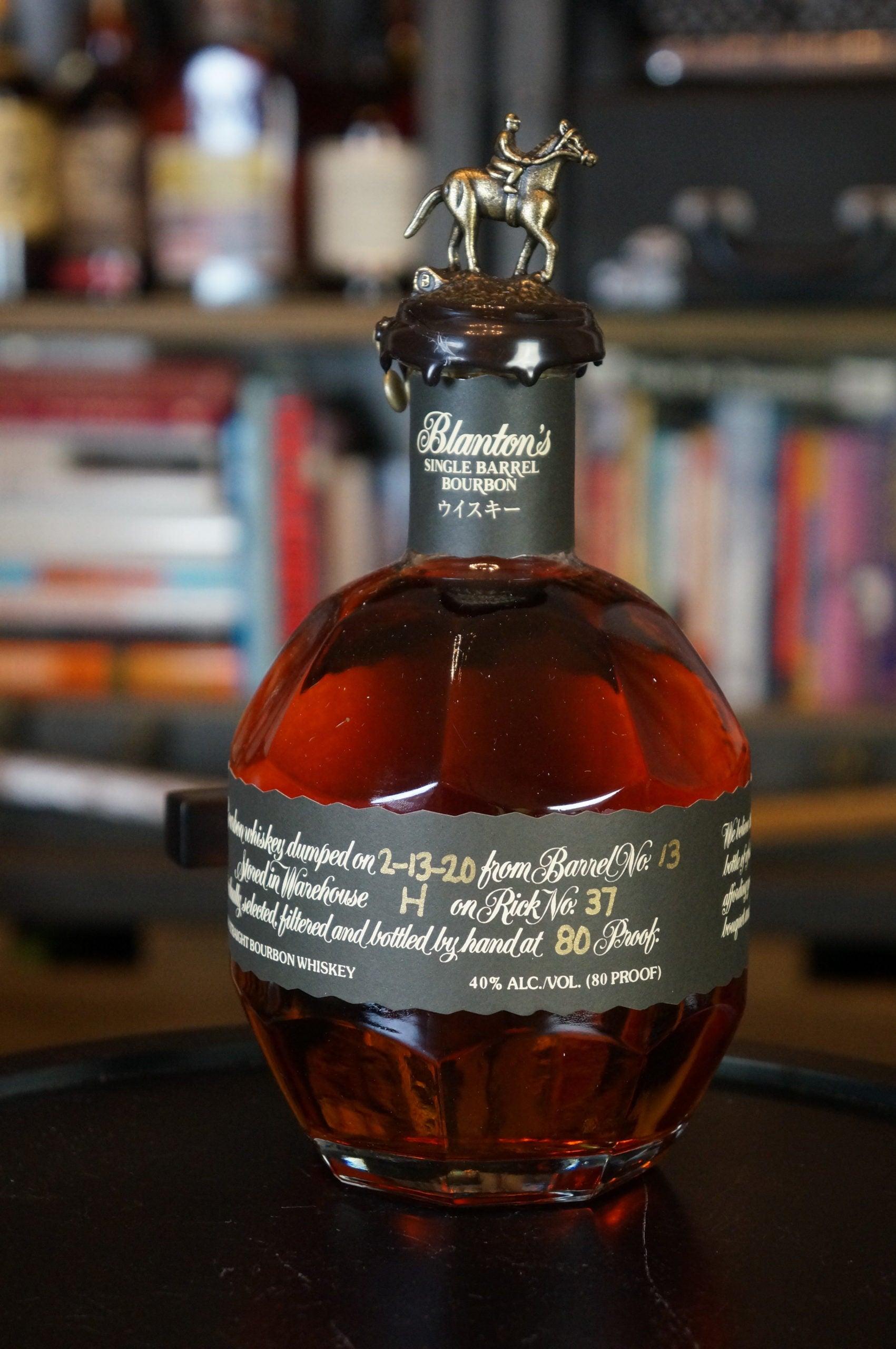 Blanton's Black Edition bourbon bottle single barrel Kentucky whiskey Japan exclusive black label with horse stopper