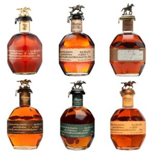 Blanton’s 6 bottle full lineup collection featuring a complete set of premium single barrel bourbons with distinctive packaging and collectible presentation.