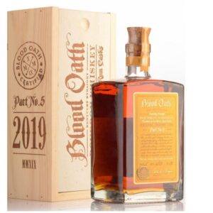 Blood Oath Pact 5 bourbon bottle Lux Row Distillers limited edition whiskey finished in Caribbean rum casks