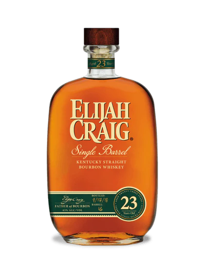 Elijah Craig 23 Year Old bourbon bottle extra aged Kentucky straight bourbon whiskey premium collector release