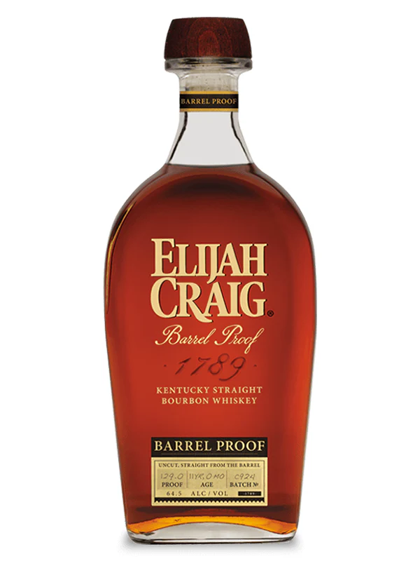 Elijah Craig Barrel Proof C924 129 proof bottle uncut unfiltered Kentucky straight bourbon whiskey high proof batch release