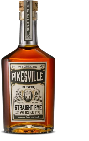 Pikesville Rye Whiskey 110 Proof bottle Kentucky straight rye whiskey premium label Heaven Hill Distillery